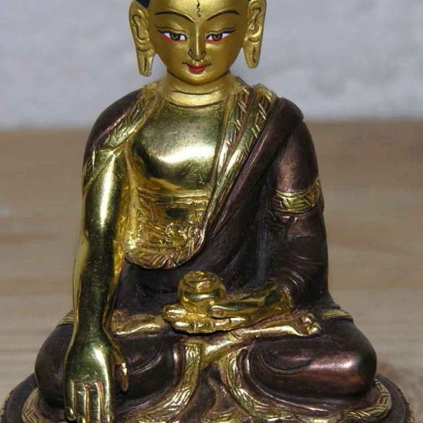 Aksobhya teilvergoldete Kupferstatue 8cm